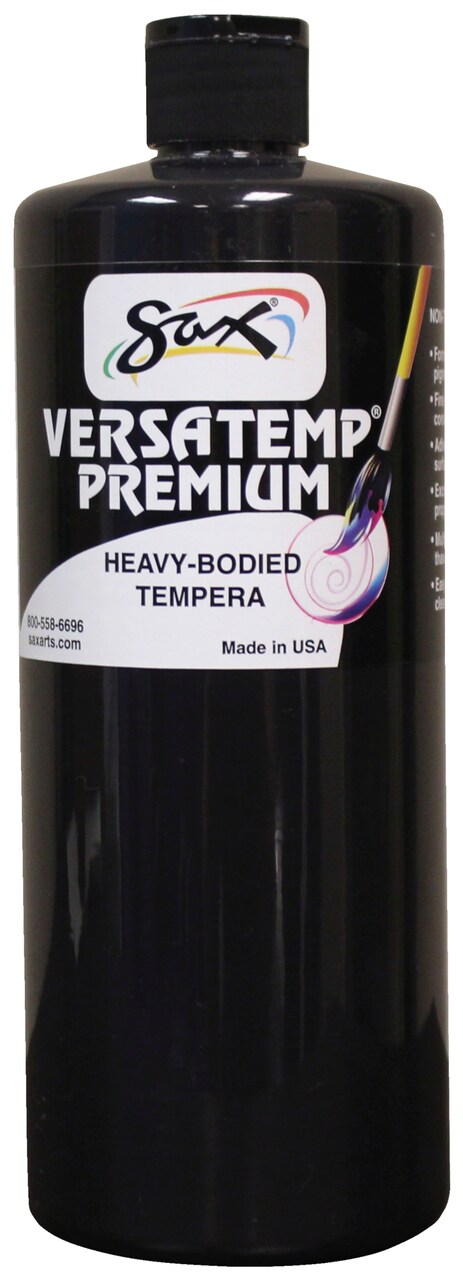 Sax Versatemp Premium Heavy-Bodied Tempera Paint, Black, Quart